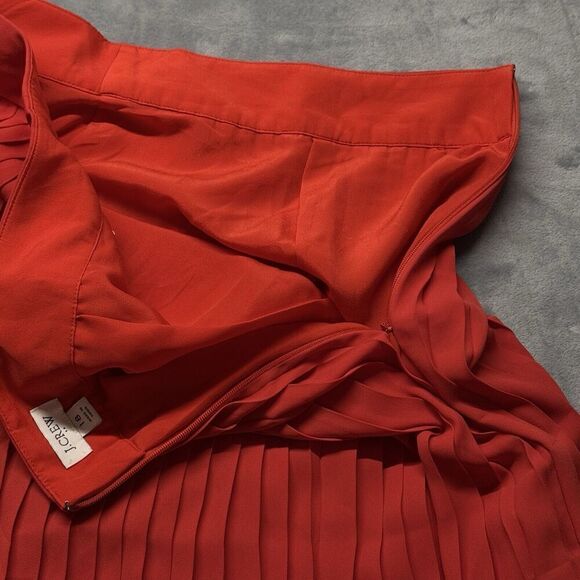 J. Crew Skirt Women’s Sz 18 Red Long Pleated Holiday City Family Photo Modest - Picture 12 of 14